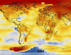 Temperature changes across the planet. Image credit: NASA