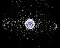 Imagen-esquema de la basura espacial. Credito: NASA