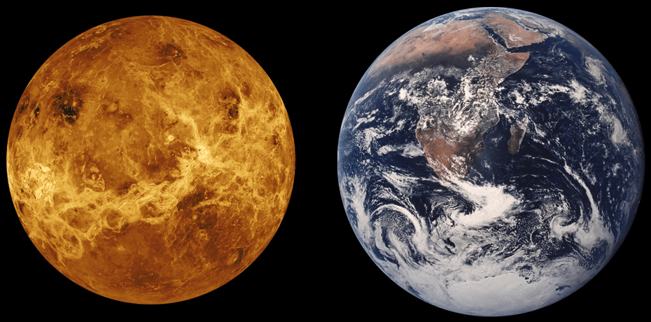 Earth and Venus. Image credit: NASA