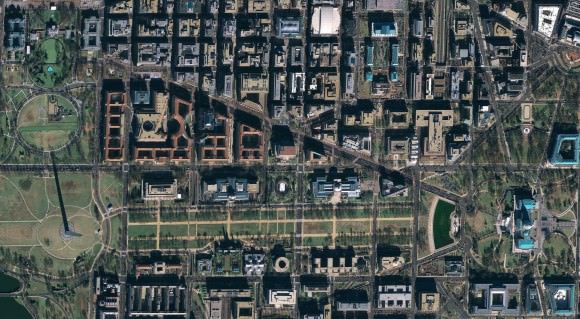 Washington D.C. from orbit. The Google Satellile GeoEye-1 will spy on Obama's inauguration (Google)