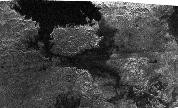 Lakes on Titan. Image credit: NASA/JPL/SSI
