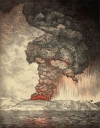 Illustration of the Krakatoa eruption. 