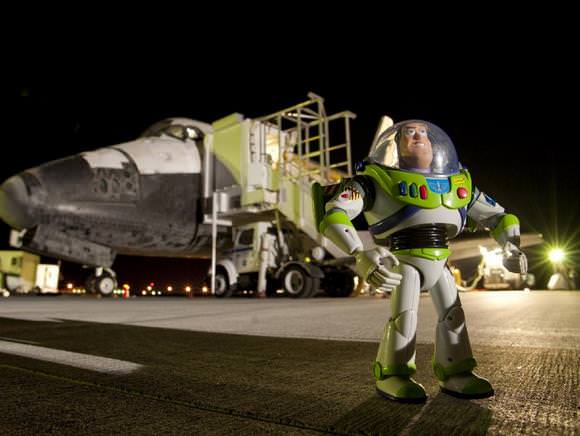 Buzz Lightyear returns from 15 months in the ISS. Credit: NASA.  Click for larger image. 