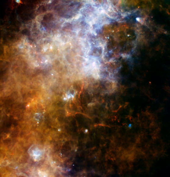 Herschel sees a reservoir of cold gas in the constellation of the Southern Cross. Credit: ESA