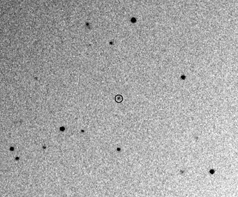 The supernova 2007bi, circled in the image above, might be the first confirmation of a pair-instability supernova. Image Credit: Nearby Supernova Factory