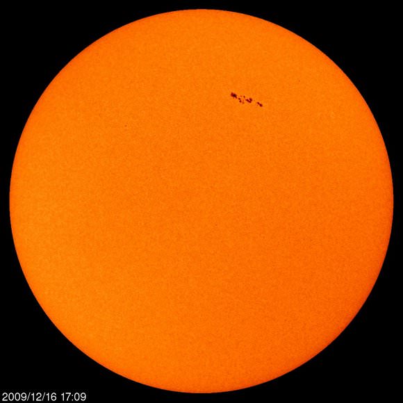Sunspot 1035 starts to grow.  Credit: NASA, SOHO