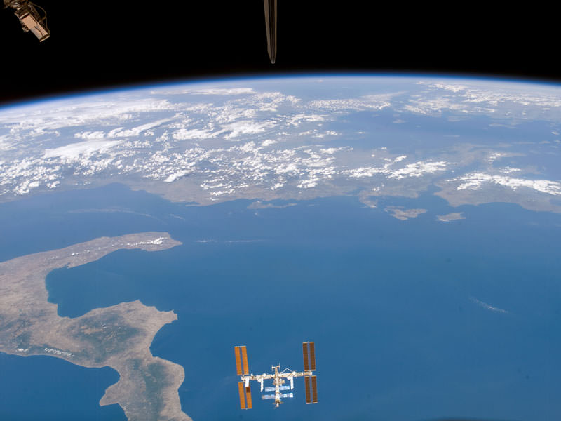 wallpaper space station. Space Station Over the Ionian