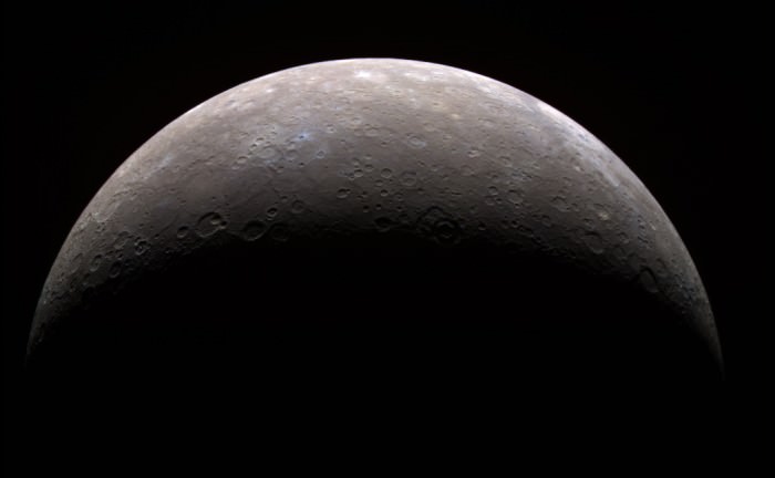 Planet Mercury as seen from the MESSENGER spacecraft in 2008. Credit: NASA/JPL