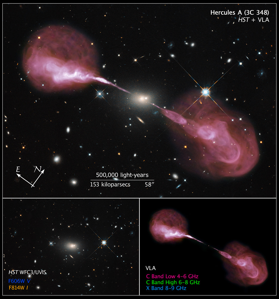 Gigantic Plasma Jets Pour From the Heart of Hercules A