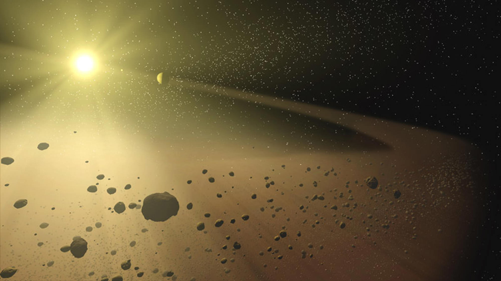 Artist's impression of the asteroid belt. Image credit: NASA/JPL-Caltech