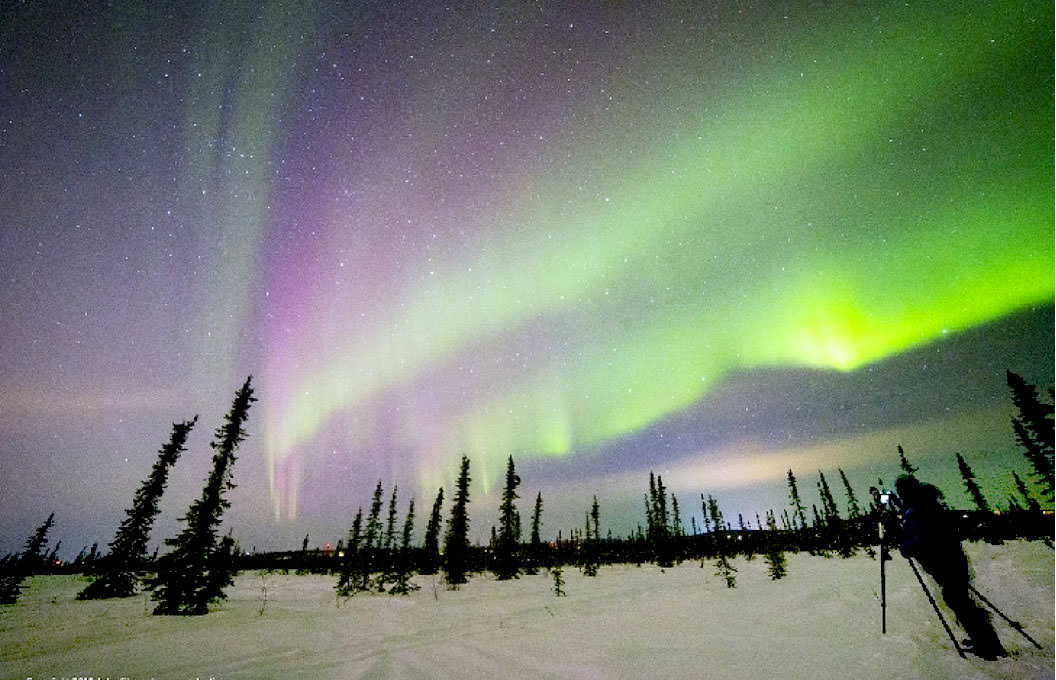 Aurora borealis in Fairbanks, AK. on Monday night March 16. Credit: John Chumack
