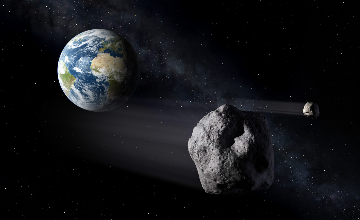 Artist's impression of a Near-Earth Asteroid passing by Earth. Credit: ESA