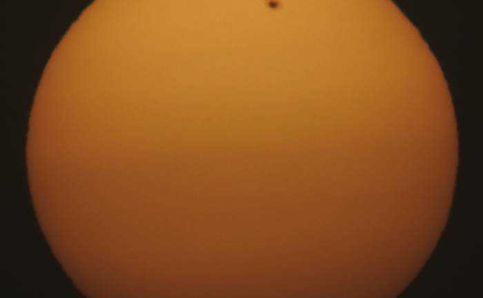 Massive sunspot AR 2529 at sunset. Image credit and copyright: Gadi Eidelheit.