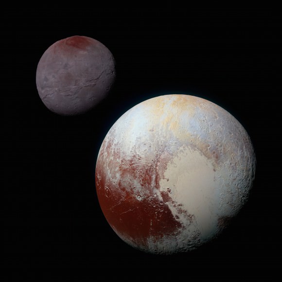 Pluto and Charon are tidally locked to each other. Credit: NASA/JHUAPL/SwRI