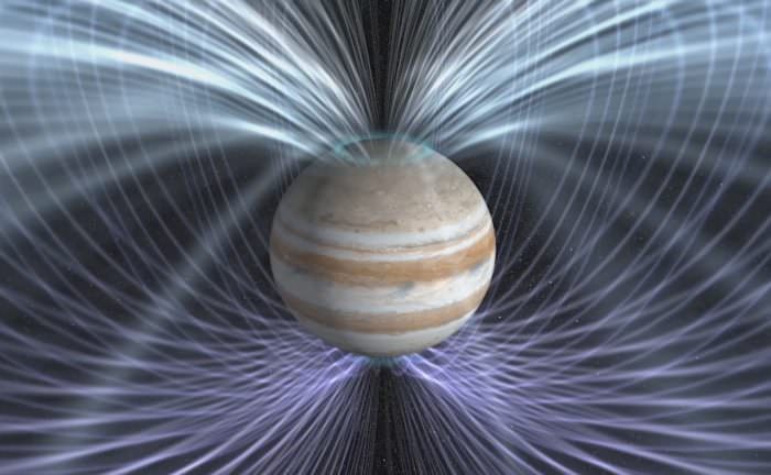The Juno spacecraft will provide insights on how Jupiter's magnetic field is generated. Credit: NASA Goddard Space Flight Center.