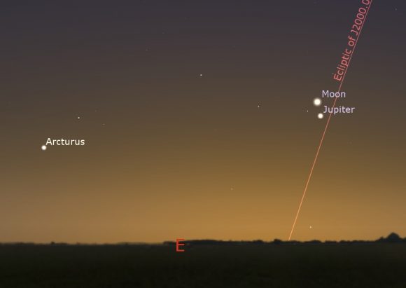 The view looking eastward on the morning of Friday, October 28th. Image credit: Stellarium 