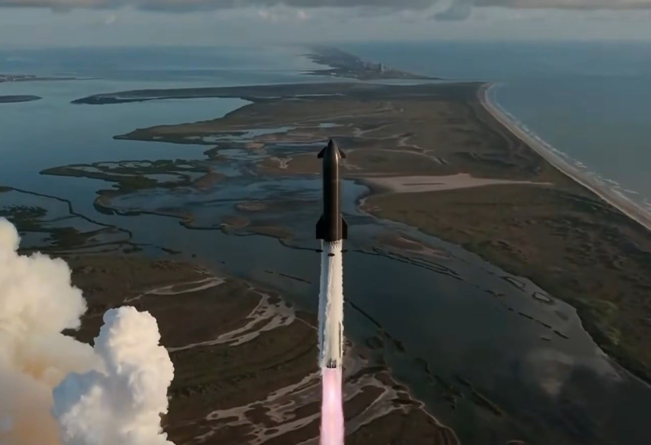 SpaceX's Starship rocket rises from its Texas launch pad for its first orbital flight. (Credit: SpaceX via X)