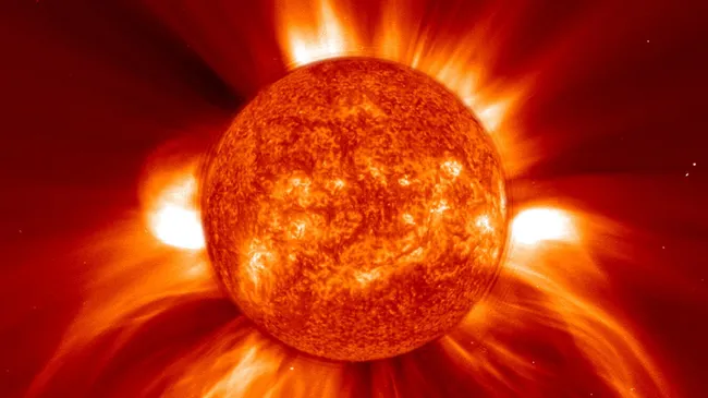 A coronal mass ejection (CME) captured by NASA and ESA's Solar and Heliospheric Observatory (Credit : NASA/GSFC/SOHO/ESA)