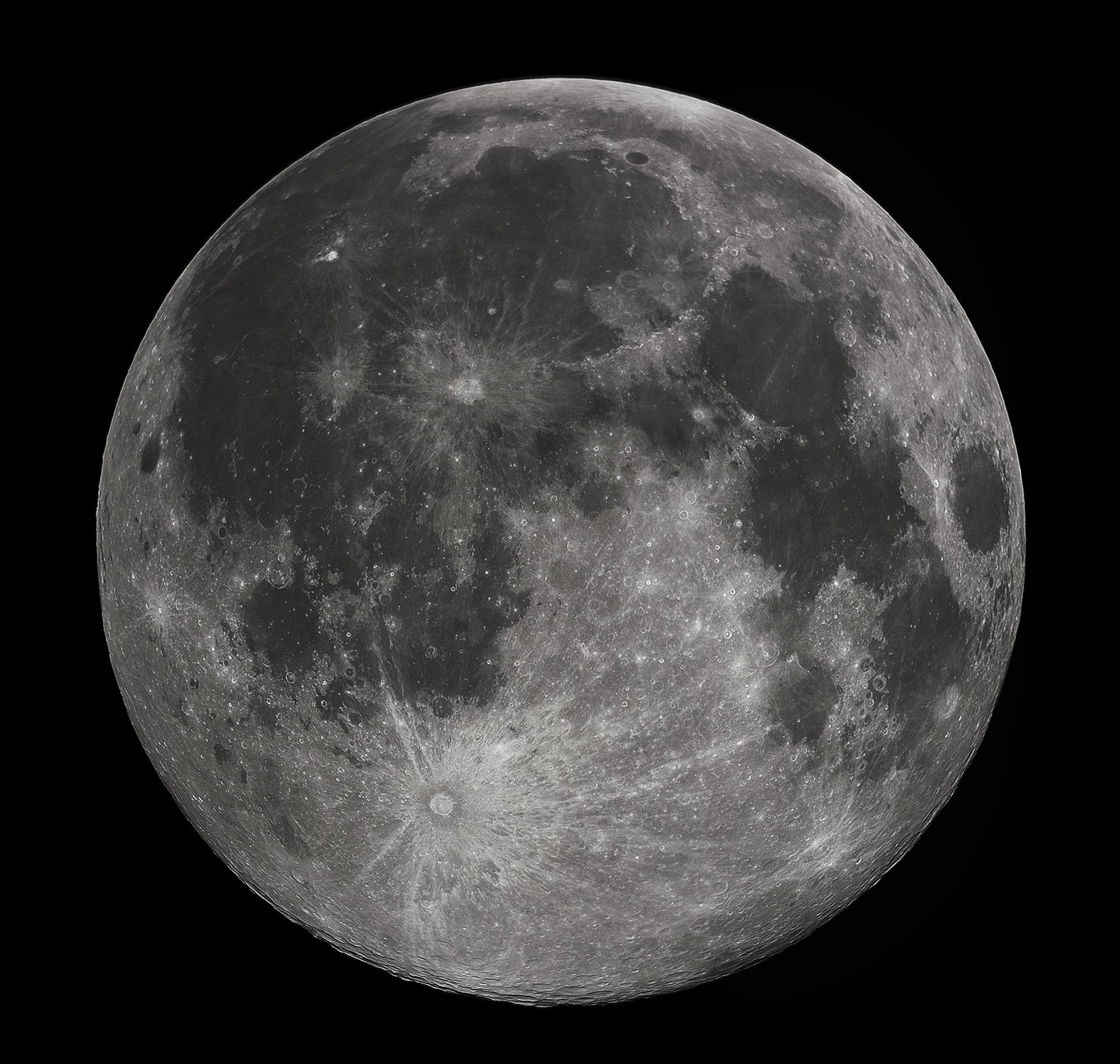 Full Moon photograph taken 10-22-2010 from Madison, Alabama, USA. Photographed with a Celestron 9.25 Schmidt-Cassegrain telescope.
Credit:  Gregory H. Revera/via Wikipedia