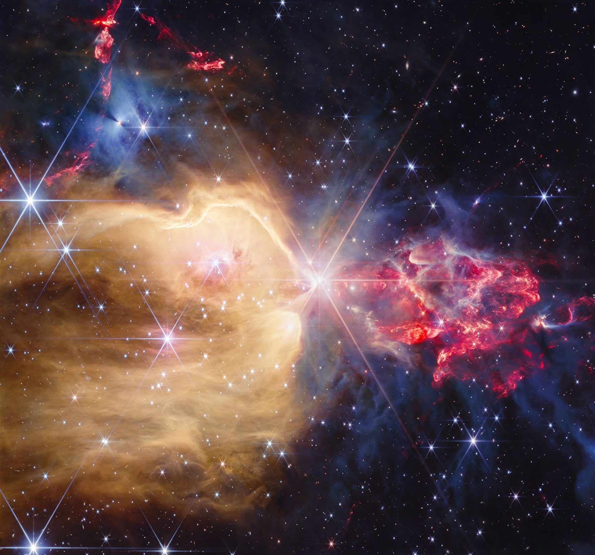 Webb Captures Stars in the Early Stages of Life in a Nearby Stellar Nursery