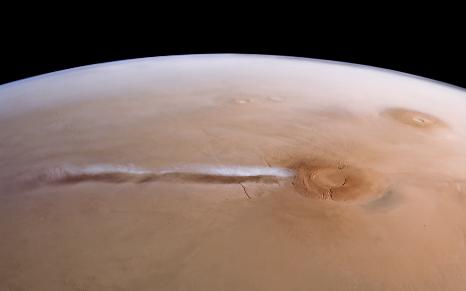 The Arsia Mons Elongated Cloud as seen from Mars Express. Credit - ESA/DLR/FU Berlin