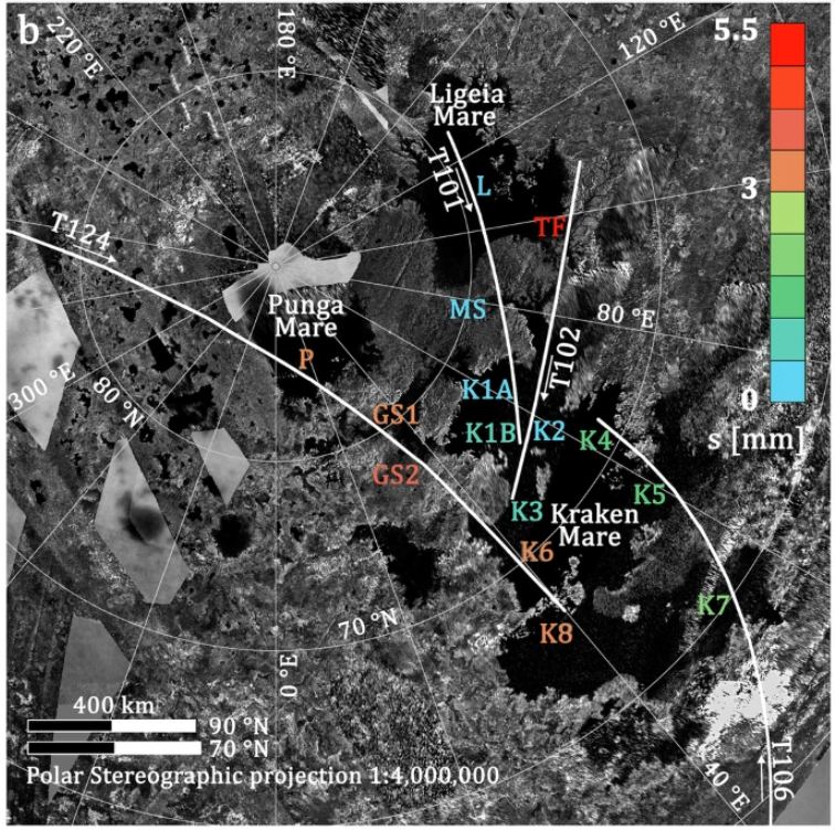 This figure from the study is similar to the previous image but shows wave height instead of dielectric constant. Image Credit: Poggiali et al. 2024.