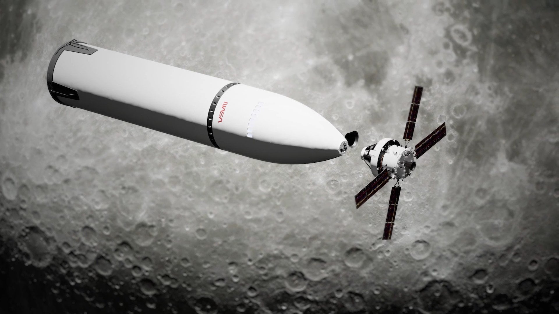 Artist's impression of an Orion spacecraft and Starship HLS rendezvousing in lunar orbit. Credit: Lockheed Martin