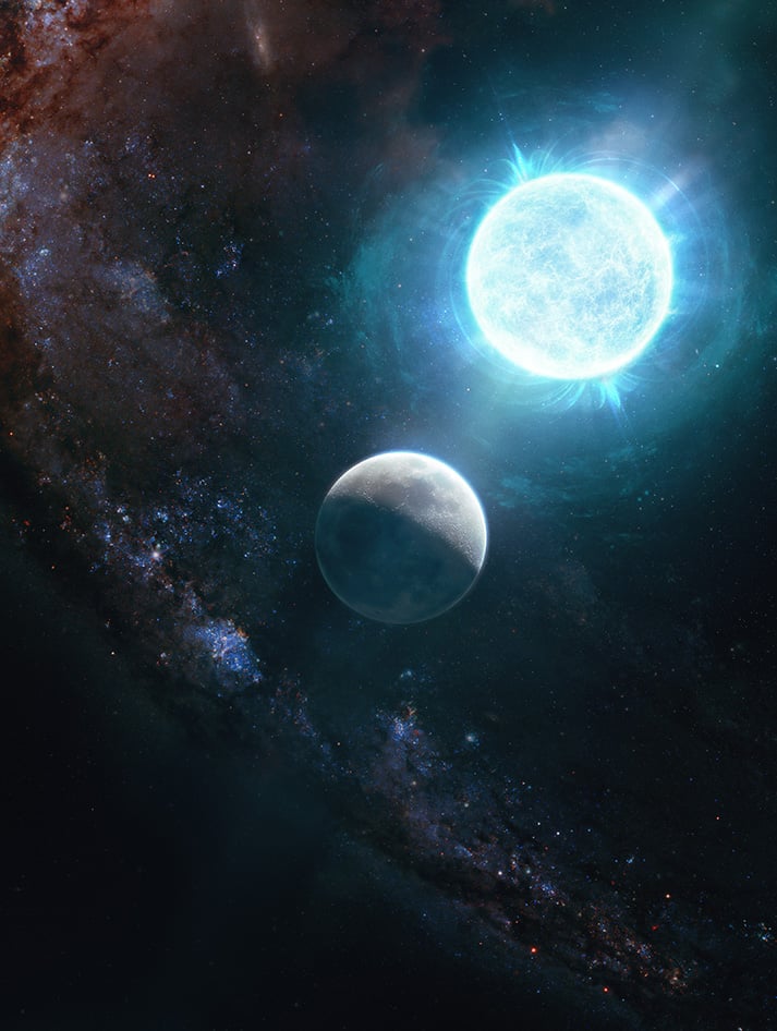 Artist's impression of a planet orbiting a white dwarf star. Credit: W.M. Keck Observatory.