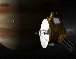 Artist impression of New Horizons with Jupiter. Image credit: NASA/JPL/JHUAPL