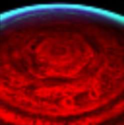 Hexagonal structure on Saturn. Image credit: NASA/JPL/SSI