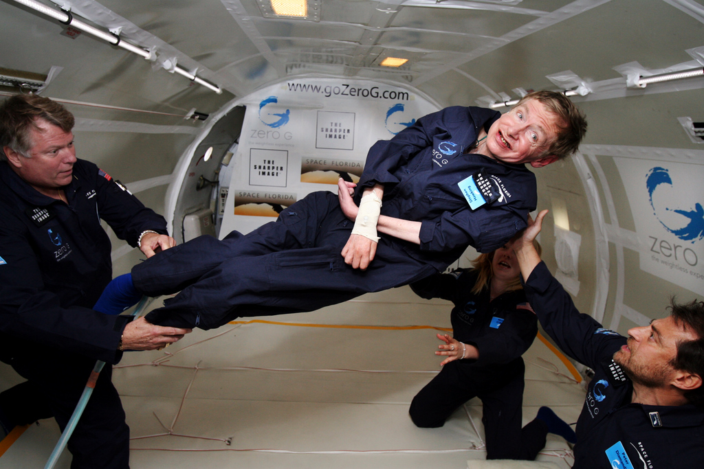 Professor Stephen Hawking enjoying a lighter moment. Image credit: Zero G