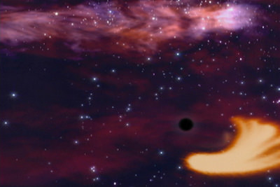 Artist impression of a black hole consuming a star.