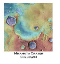 Miyamato Crater.  Image Credit:  Mars Global Surveyor MOLA Instrument