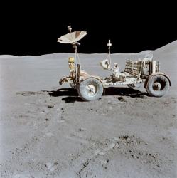 The Apollo 15 lunar rover - very lightweight, only intended to get aroundâ€¦ (Credit: NASA)