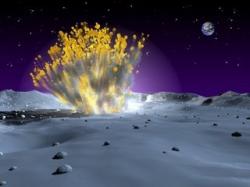 An artists impression of a lunar explosion - caused by the impact of a meteorite (Credit: NASA)