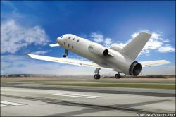 The Astrium Jet takes off like a conventional aircraft, artists impression (credit: Astrium/Marc Newson Ltd.)