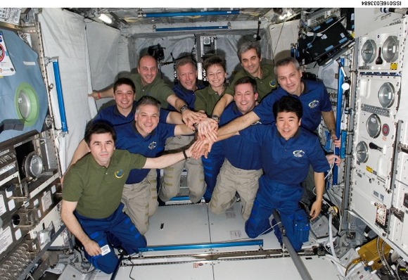 STS 123 & Station Crews.  Image Credit:  NASA