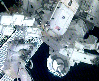 2nd spacewalk.  Image credit:  NASA TV