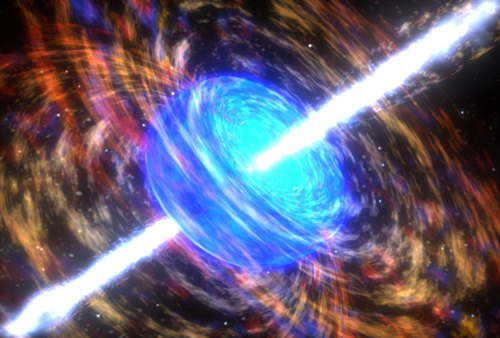 An artist's impression of a Gamma Ray Burst. Credit: Stanford.edu