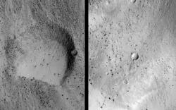 The region where the rolling rocks were found (credit: NASA/JPL/University of Arizona)