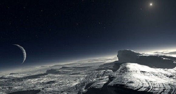 An artist’s concept of frosty Pluto. Credit: ESO/ L. Calçada