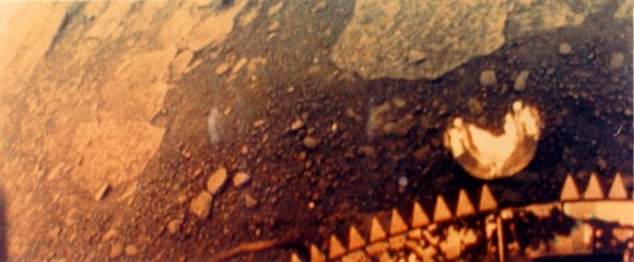 The first color pictures taken of the surface of Venus by the Venera-13 space probe. Credit: NASA