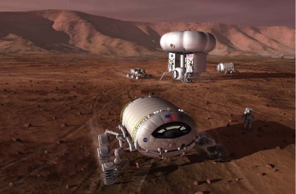 Mars-manned-mission vehicle (NASA Human Exploration of Mars Design Reference Architecture 5.0) feb 2009. Credit: NASA