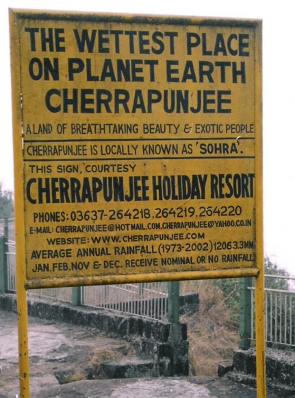 Cherrapunji, one of the wettest places on Earth. Credit: Public Domain
