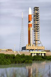 The future of space travel - Artist impression of Ares V on the launchpad (NASA)