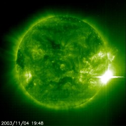 SOHO EIT image of a record breaking solar flare (SOHO/NASA)