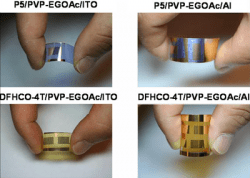 Arrays of printed transistors on flexible plastic (Northwestern University)