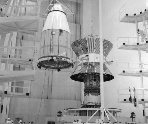 A Helios probe being encapsulated for launch. Credit: Public Domain