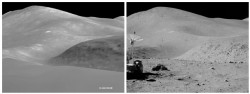 Comparison between 3D SELENE landscape and Apollo 15 photo (JAXA/NASA)