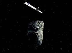 Artist's impression of Rosetta and Asteroid Steins.  Credit:  ESA